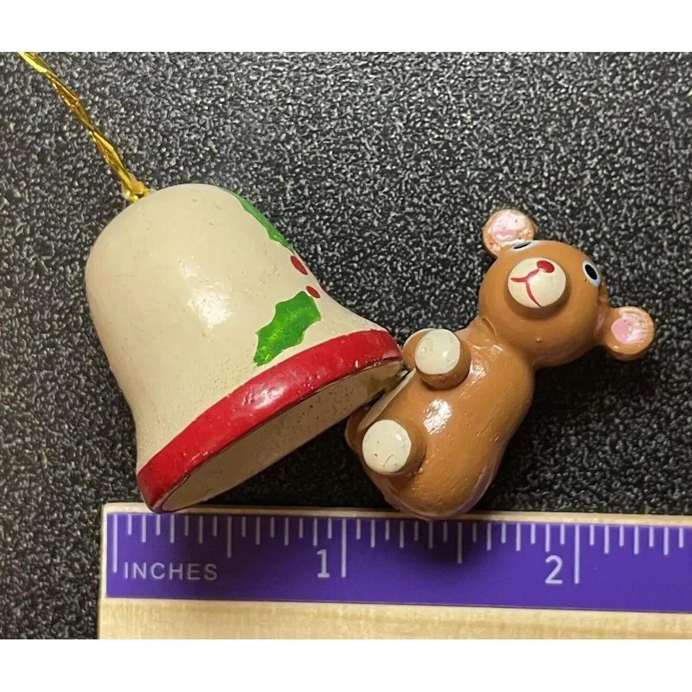 Vintage Lot of 6 Wooden Christmas Ornaments Elephant Airplane Bear Clown‎ Sled